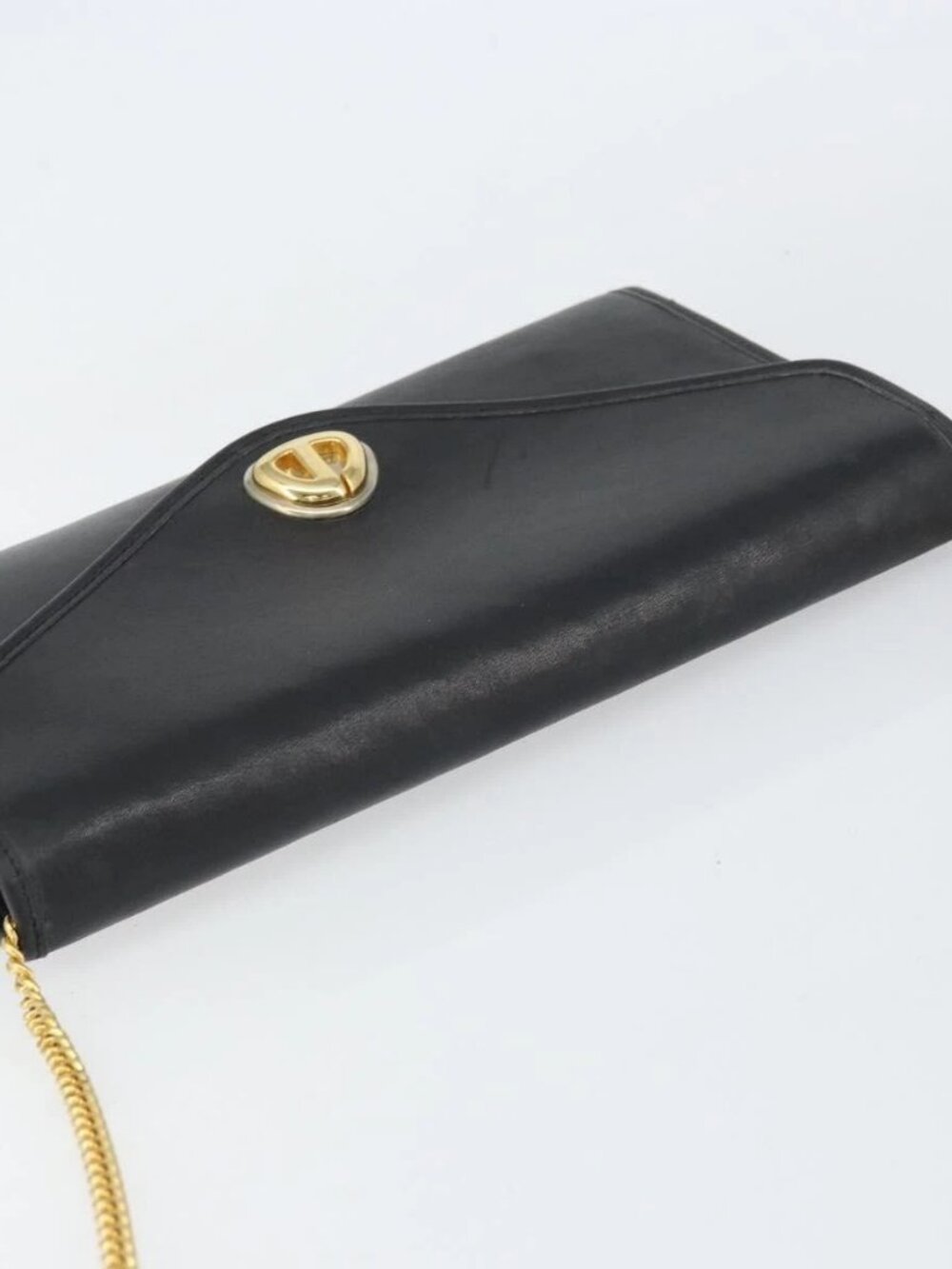 Christian Dior Chain Shoulder Bag Leather Black Gold Auth bs31815 - Picture 7 of 16